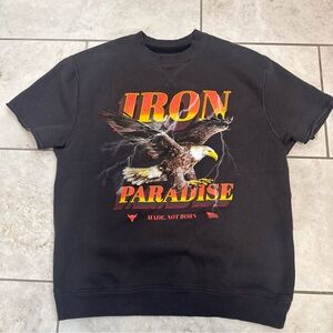 Under Armour Project Rock Iron Paradise Cutoff Sweatshirt Mens medium Eagle Gray